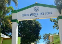 The school gate.